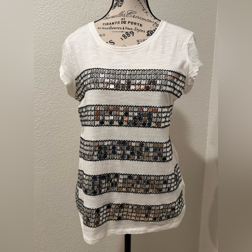 Women’s White Flashy Sequin Top - Picture 3 of 8